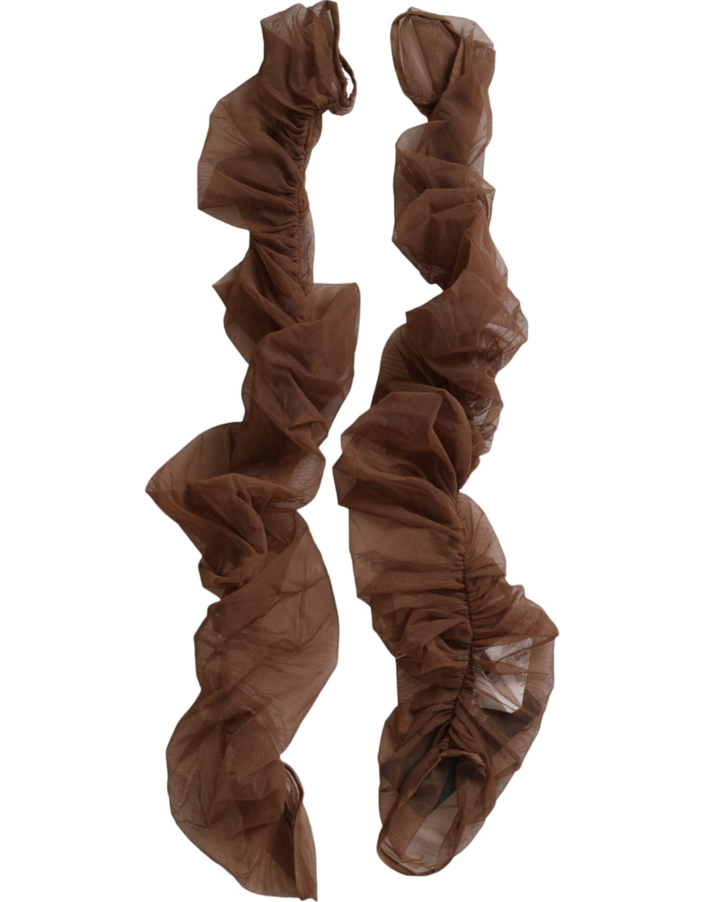  - Brown Nylon Finger Less Elbow Long Arms Gloves