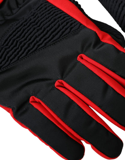  - Black Red Nylon Wrist Length Gloves