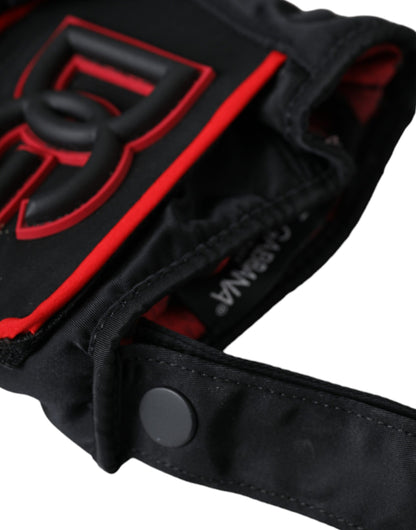  - Black Red Nylon Wrist Length Gloves