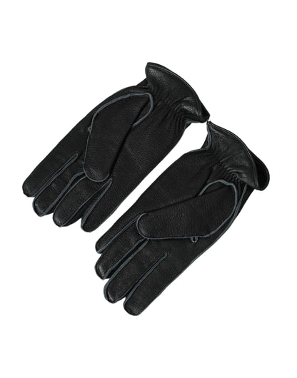  - Black Deer Leather Wrist Length Gloves