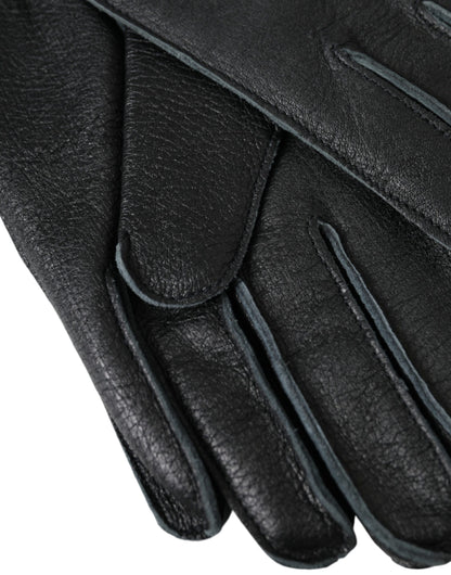  - Black Deer Leather Wrist Length Gloves