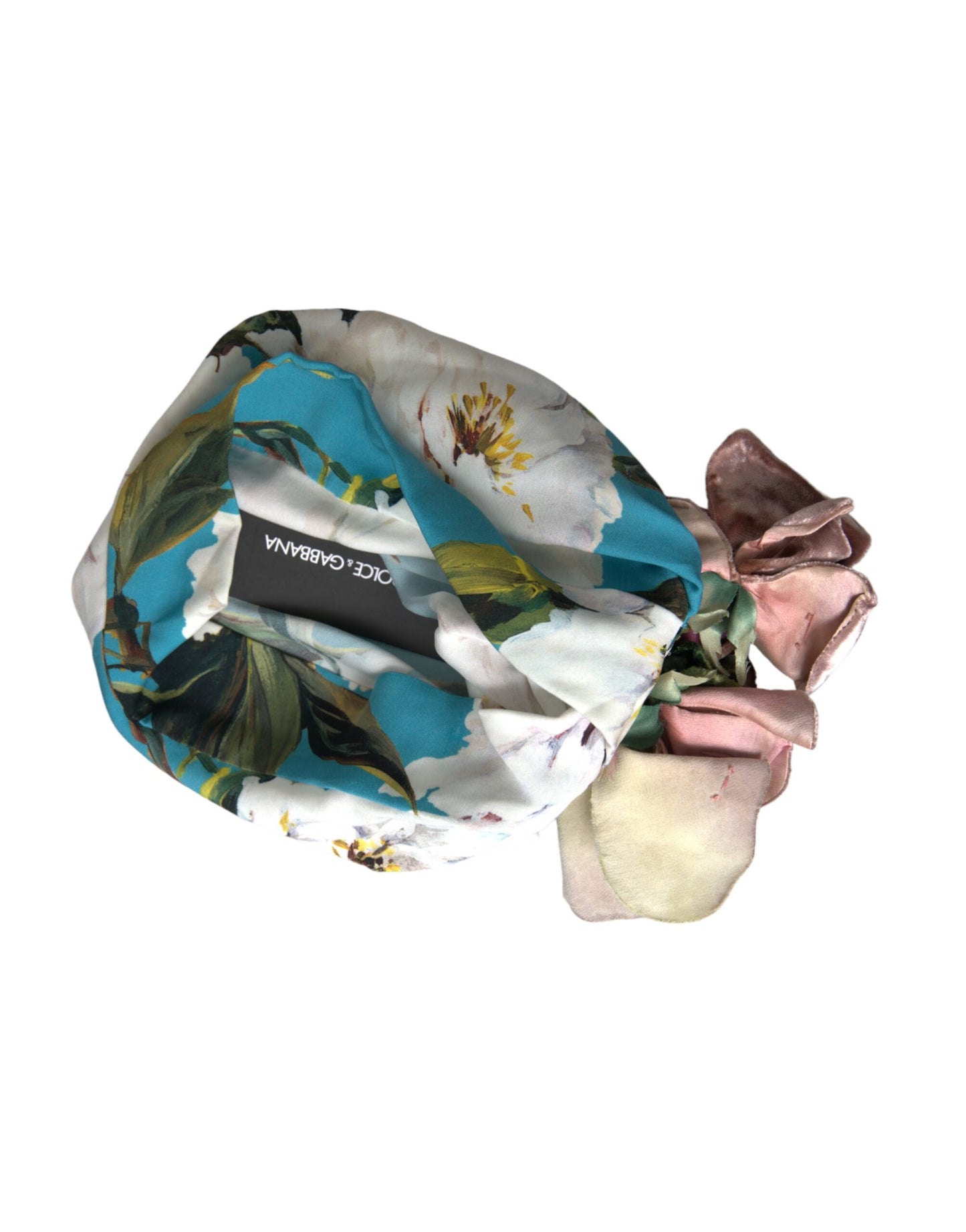 Dolce & Gabbana Blue Floral Motif Turban Head Hat for Women