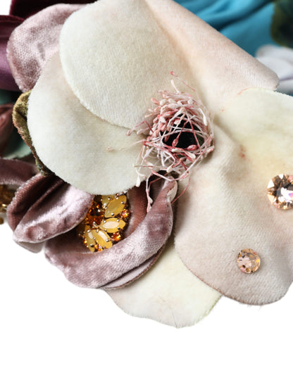 Dolce & Gabbana Blue Floral Motif Turban Head Hat for Women