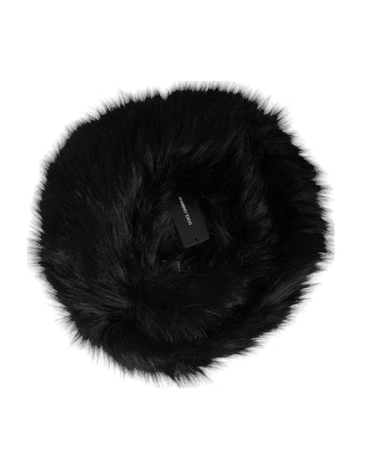 Dolce & Gabbana Black Faux Fur Women's Bucket Hat