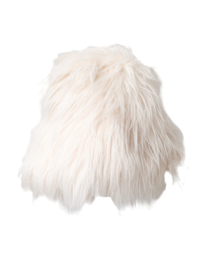 Dolce & Gabbana White Acrylic Fur Women's Bucket Hat