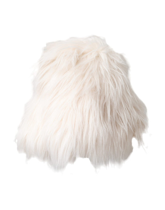Dolce & Gabbana White Acrylic Fur Women's Bucket Hat