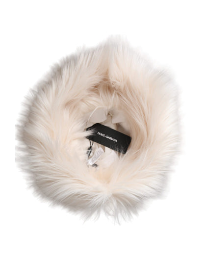 Dolce & Gabbana White Acrylic Fur Women's Bucket Hat