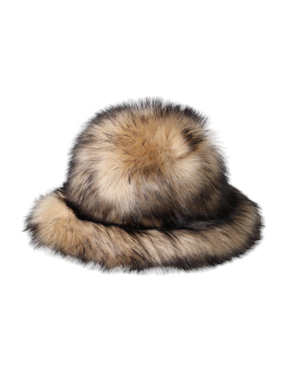 Dolce & Gabbana Brown Faux Fur Fedora Hat