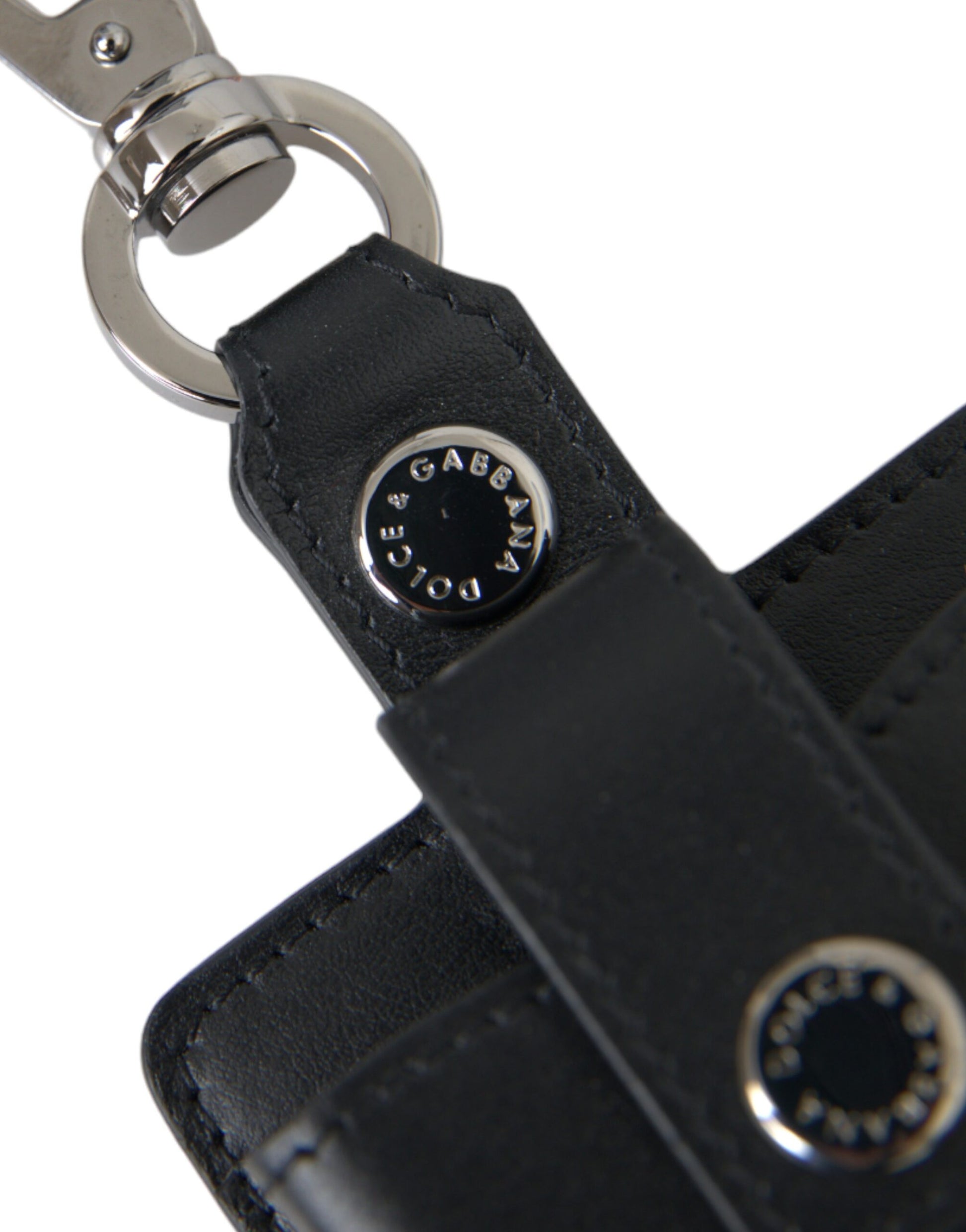 Dolce & Gabbana Black Plain Leather Airpods Case