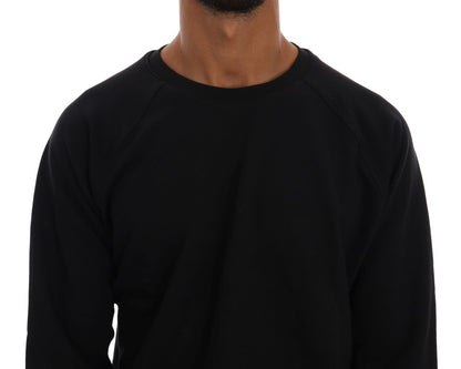  - Elegant Black Cotton Crewneck Sweater