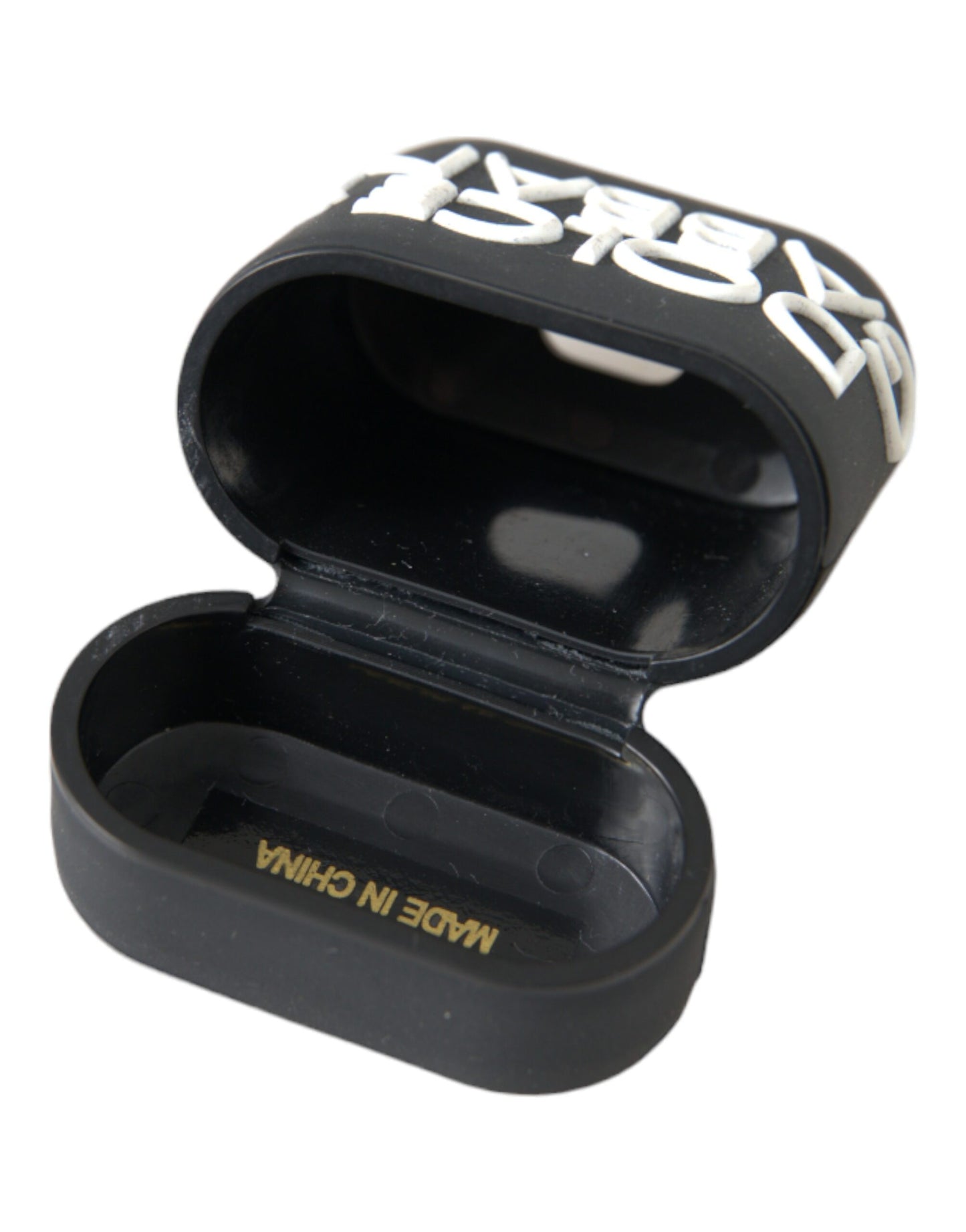 Black White Silicone Embossed Logo Airpods Case - The Luxe Alliance