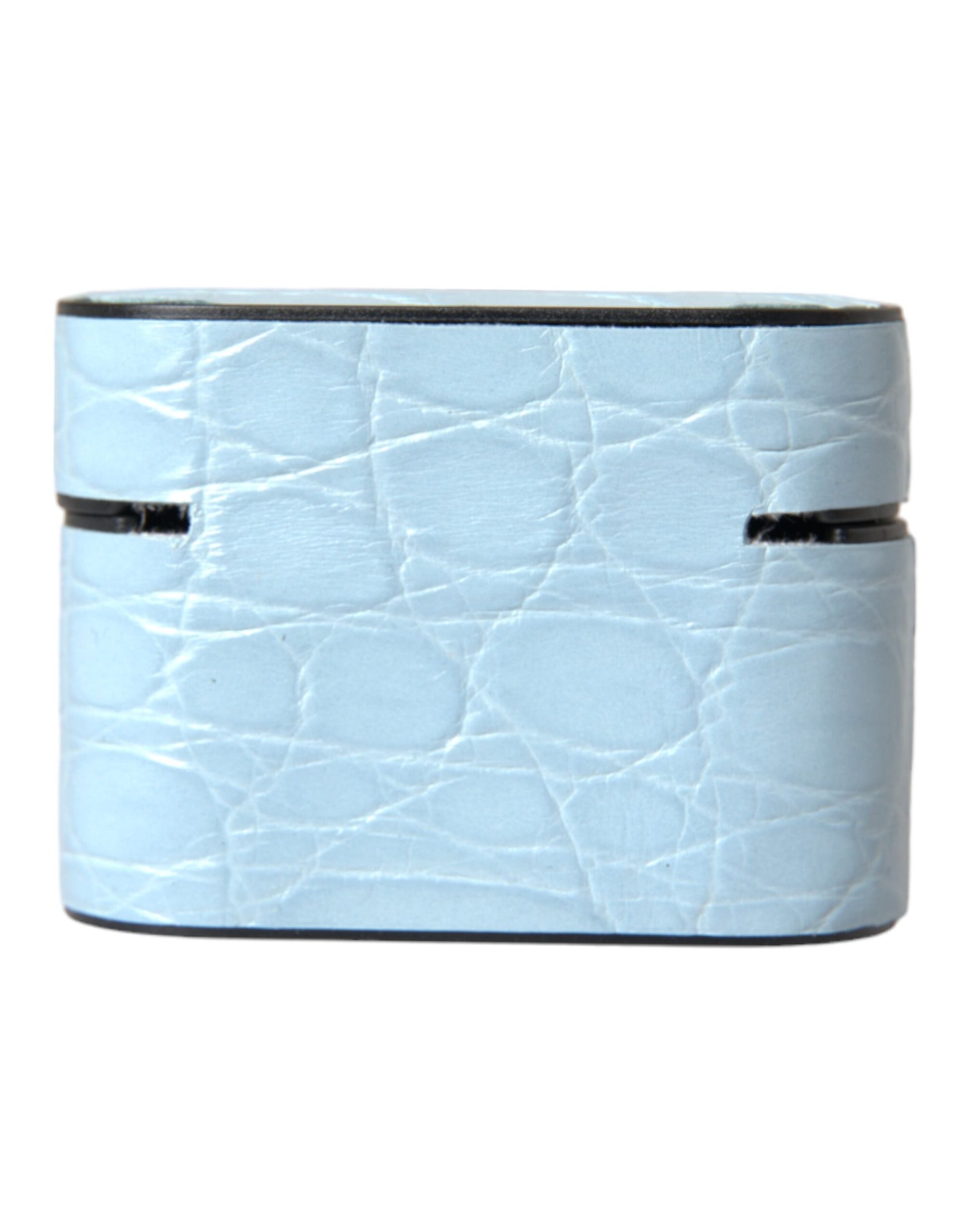 Dolce & Gabbana Light Blue Leather Metal Logo Plaque AirPods Case