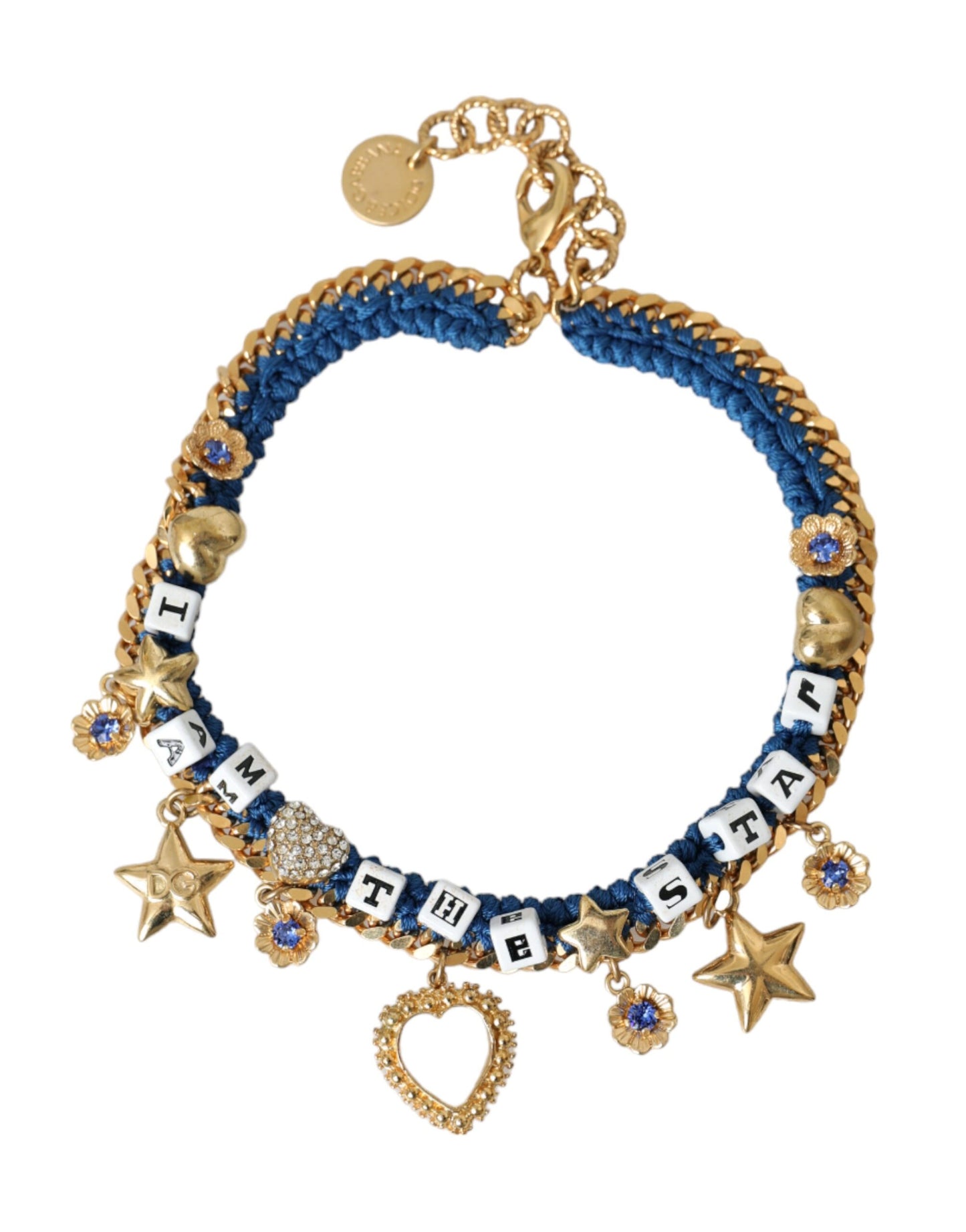 Gold Tone Brass Chain Iam The Star Bracelet - The Luxe Alliance