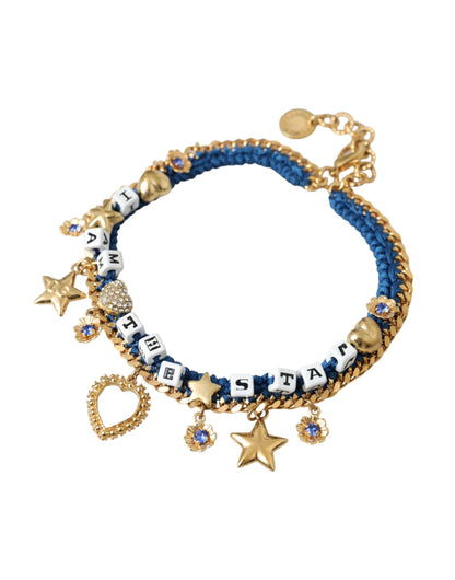 Gold Tone Brass Chain Iam The Star Bracelet - The Luxe Alliance