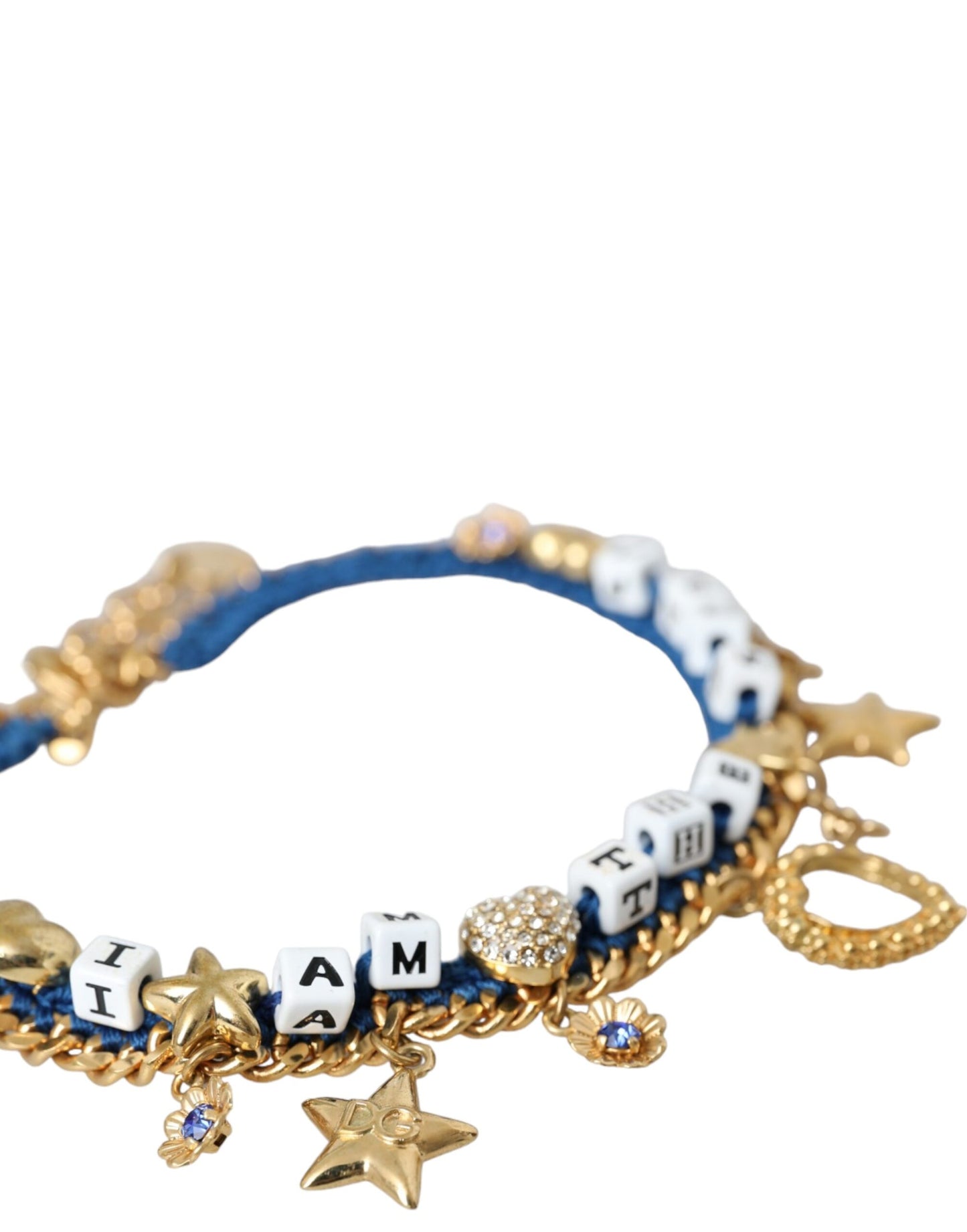 Gold Tone Brass Chain Iam The Star Bracelet - The Luxe Alliance