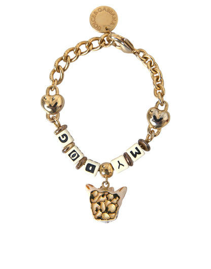 Gold Tone Brass Chain MY DOG Heart Bracelet - The Luxe Alliance