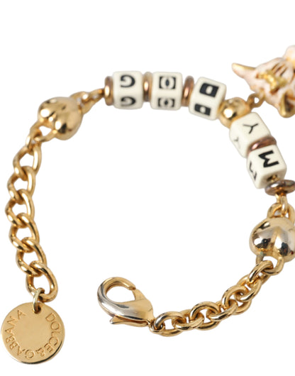 Gold Tone Brass Chain MY DOG Heart Bracelet - The Luxe Alliance