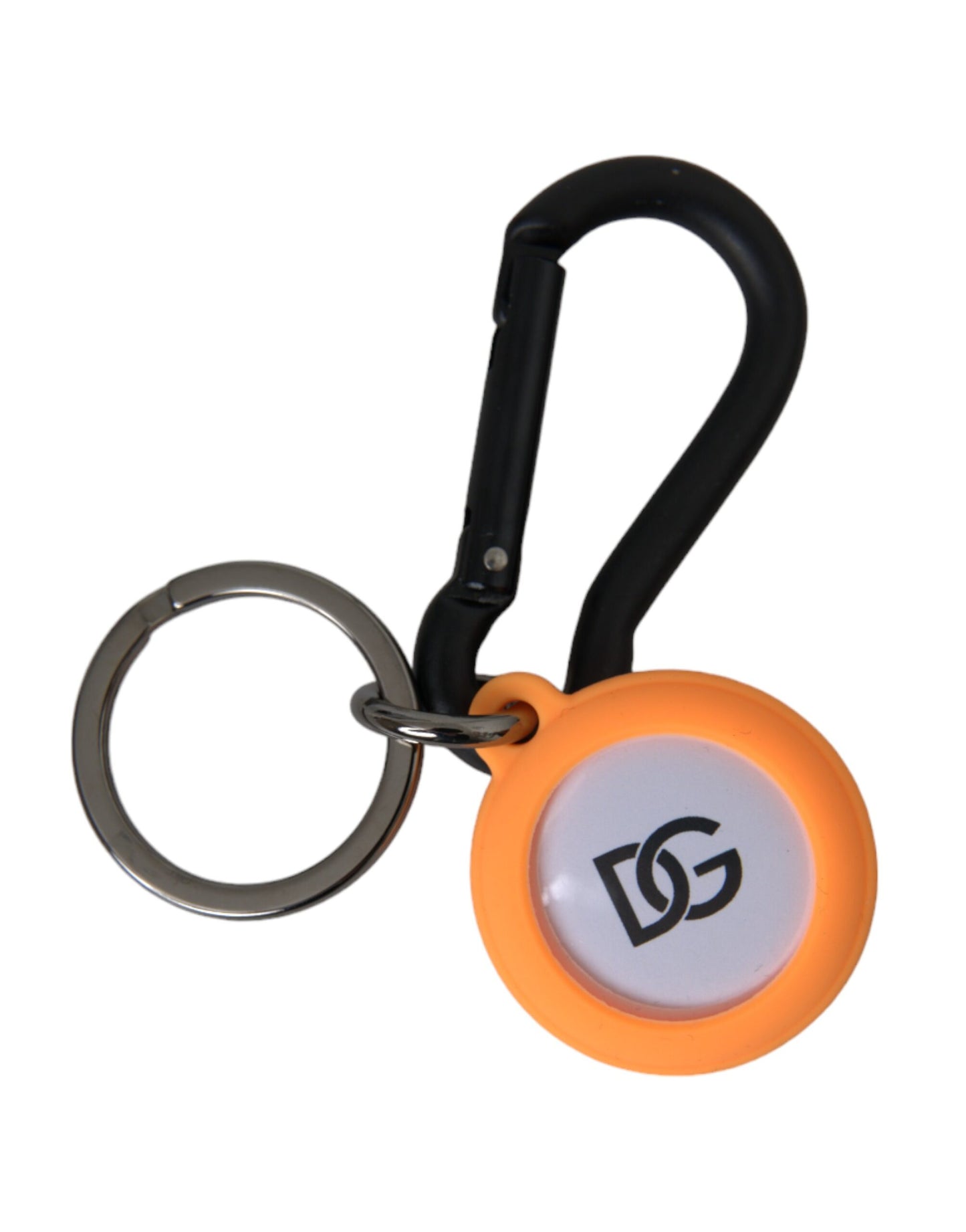 Orange Rubber DG Logo Round Brass Metal Keyring Keychain - The Luxe Alliance