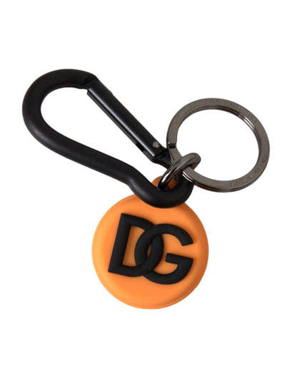 Orange Rubber DG Logo Round Brass Metal Keyring Keychain - The Luxe Alliance