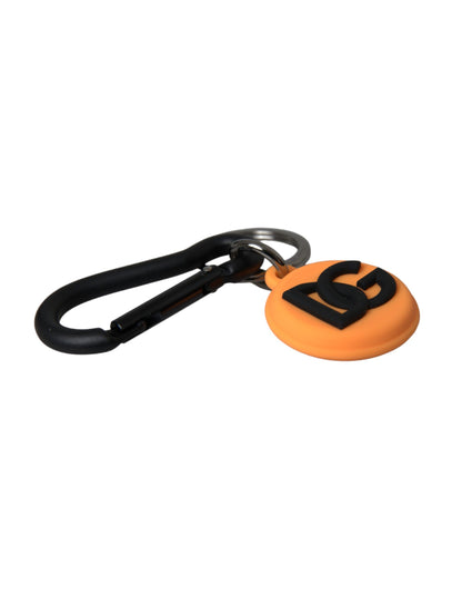 Orange Rubber DG Logo Round Brass Metal Keyring Keychain - The Luxe Alliance