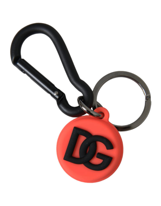 Red Orange Rubber DG Logo Round Metal Keyring Keychain - The Luxe Alliance