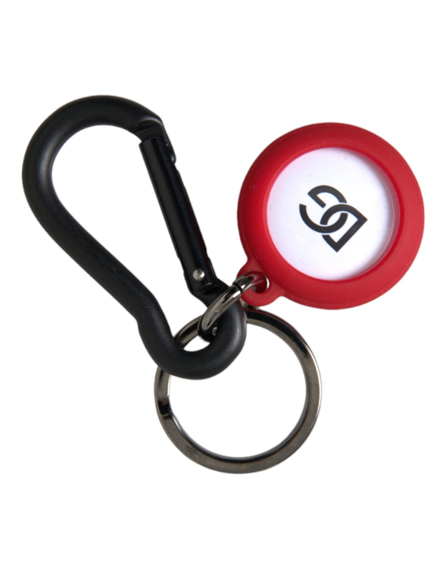 Red Rubber DG Logo Round Metal Brass Keyring Keychain - The Luxe Alliance