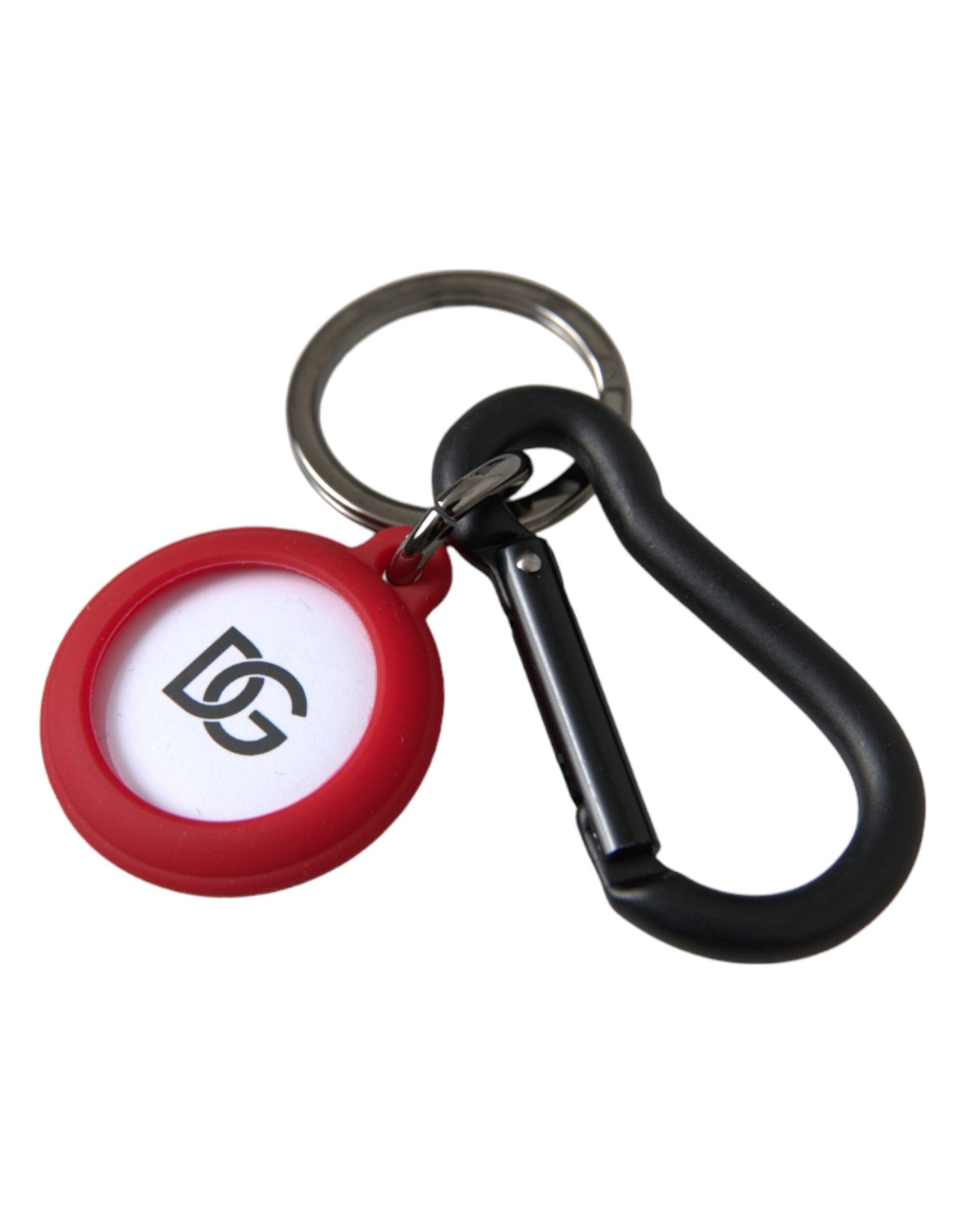 Red Rubber DG Logo Round Metal Brass Keyring Keychain - The Luxe Alliance