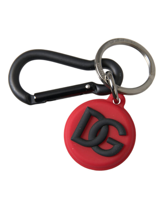 Red Rubber DG Logo Round Metal Brass Keyring Keychain - The Luxe Alliance