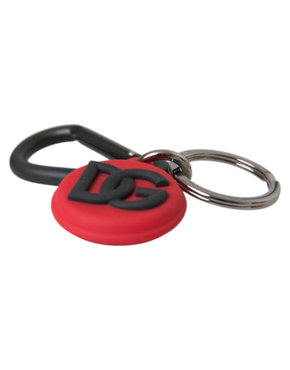 Red Rubber DG Logo Round Metal Brass Keyring Keychain - The Luxe Alliance