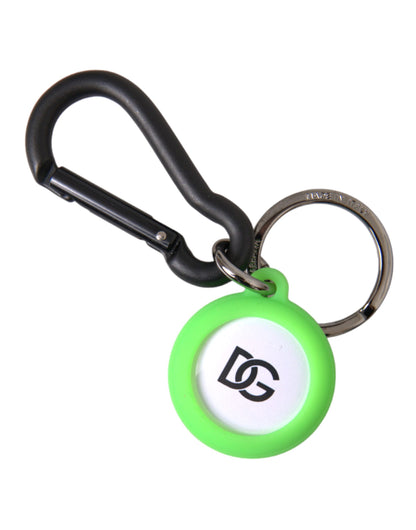 Green Rubber DG Logo Round Brass Metal Keyring Keychain - The Luxe Alliance