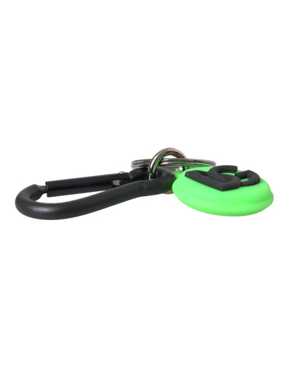 Green Rubber DG Logo Round Brass Metal Keyring Keychain - The Luxe Alliance