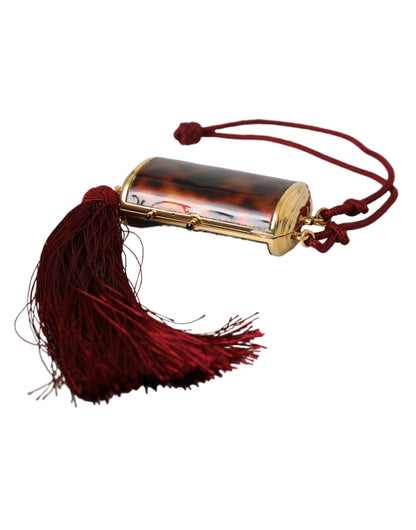 Brown Leopard Mini Mirror Tassel Make-Up Holder Bag by Dolce & Gabbana