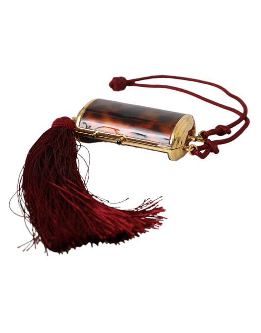 Brown Leopard Mini Mirror Tassel Make-Up Holder Bag by Dolce & Gabbana