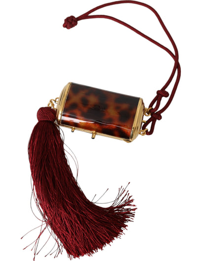 Brown Leopard Mini Mirror Tassel Make-Up Holder Bag by Dolce & Gabbana
