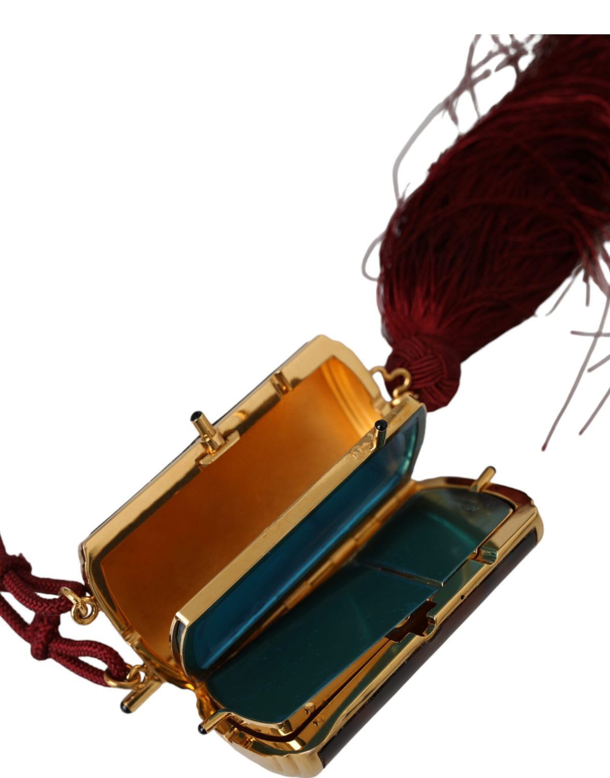 Brown Leopard Mini Mirror Tassel Make-Up Holder Bag by Dolce & Gabbana