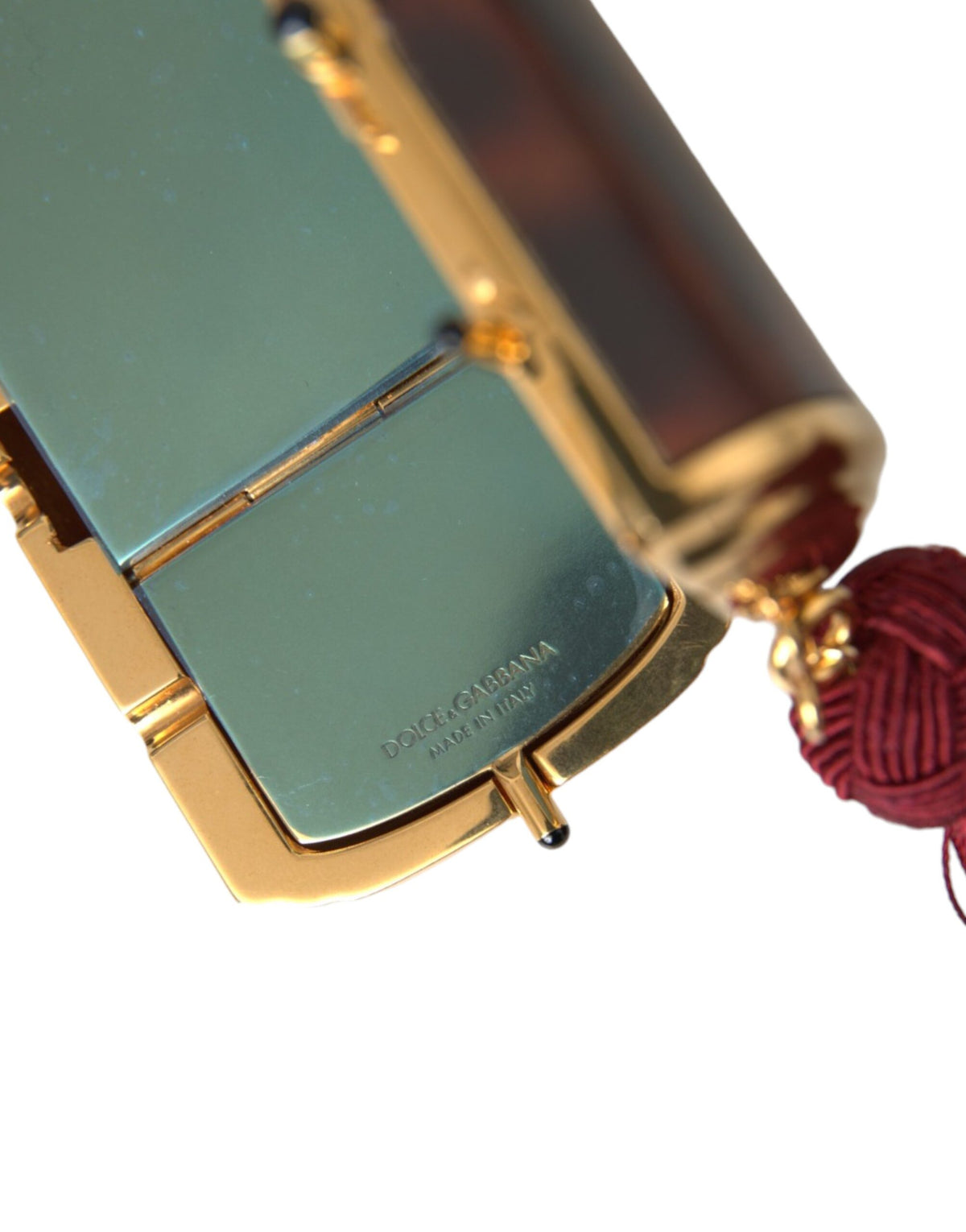 Brown Leopard Mini Mirror Tassel Make-Up Holder Bag by Dolce & Gabbana