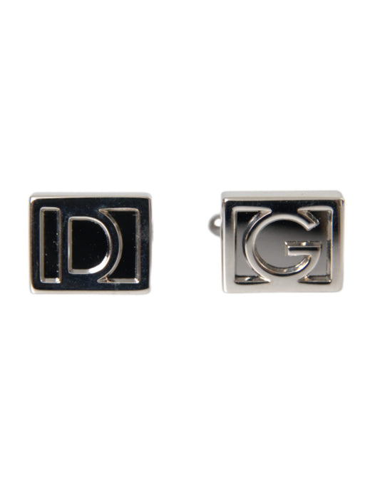 Silver Plated Metal Brass DG Logo Pin Cufflinks - The Luxe Alliance