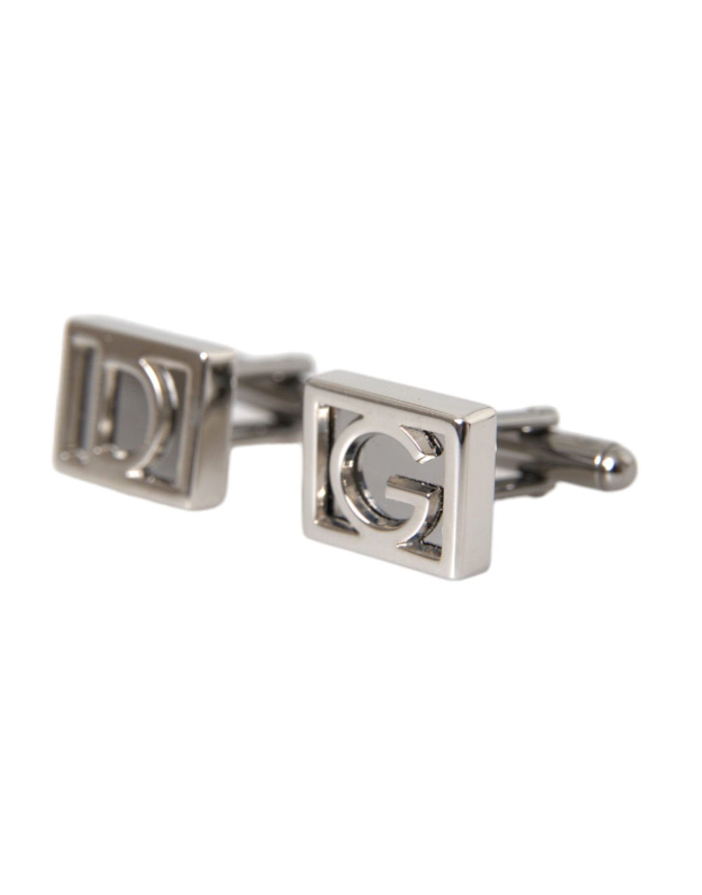 Silver Plated Metal Brass DG Logo Pin Cufflinks - The Luxe Alliance