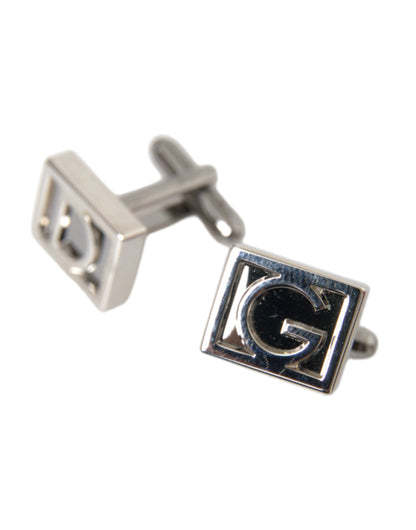 Silver Plated Metal Brass DG Logo Pin Cufflinks - The Luxe Alliance