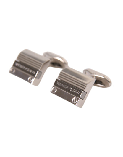 Silver Plated Metal Brass DG Logo Pin Cufflinks - The Luxe Alliance