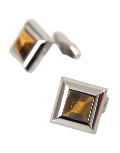 Silver Plated Brass Pin Crystal Cufflinks - The Luxe Alliance