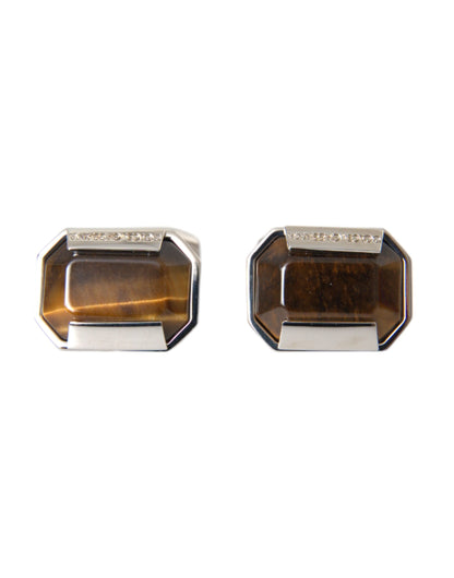 Silver Plated Brass Pin Crystal Cufflinks - The Luxe Alliance