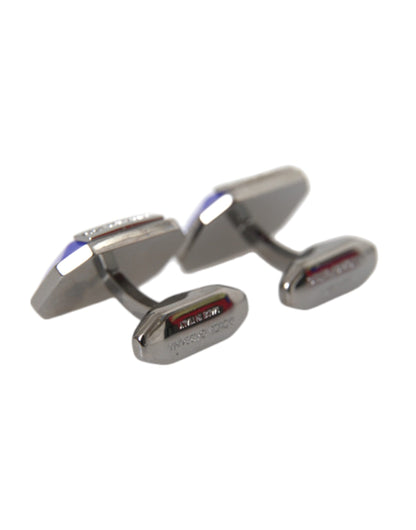 Silver Plated Brass Pin Crystal Cufflinks - The Luxe Alliance