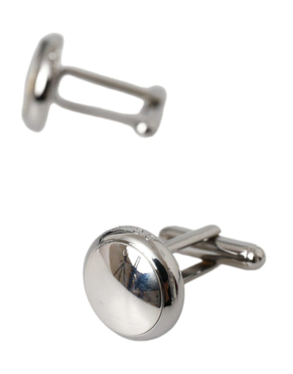 Silver Plated Brass Round Pin Men Cufflinks - The Luxe Alliance