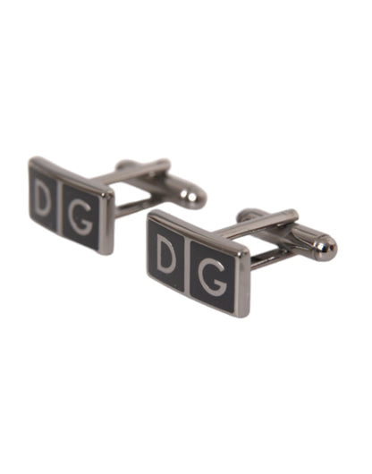  - Silver Plated Metal Brass DG Logo Pin Cufflinks