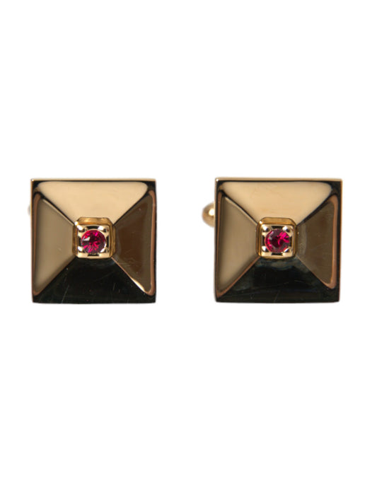  - Gold Plated Brass Crystal Square Pin Cufflinks