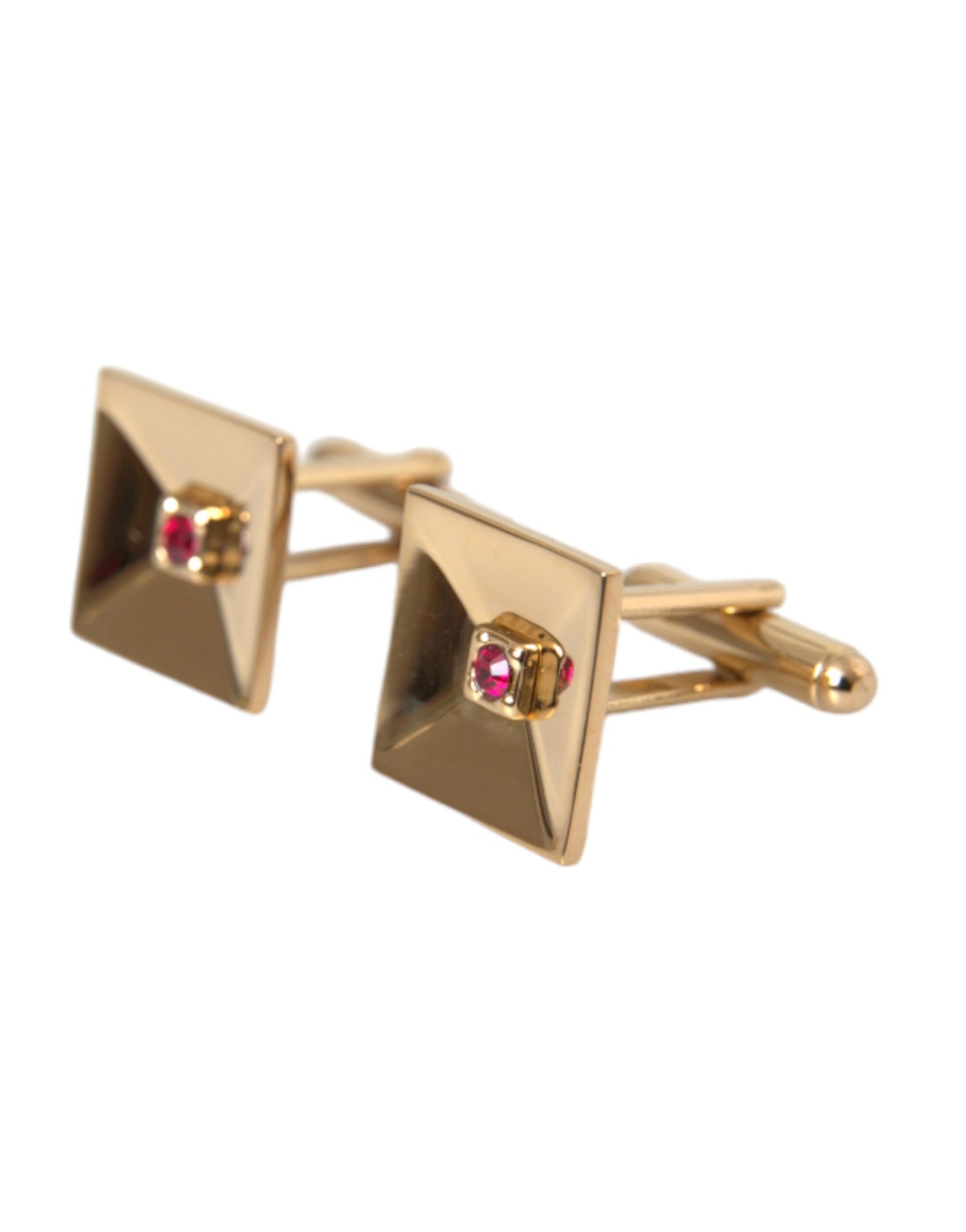  - Gold Plated Brass Crystal Square Pin Cufflinks