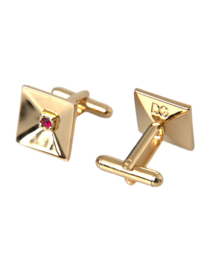  - Gold Plated Brass Crystal Square Pin Cufflinks