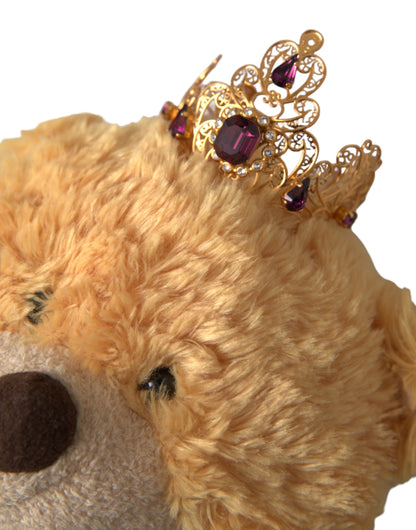  - Brown Teddy Bear Gold Crystal Crown Hair Band Diadem