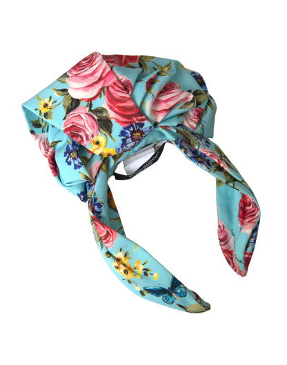  - Turquoise Floral Applique Silk Women Headband Diadem